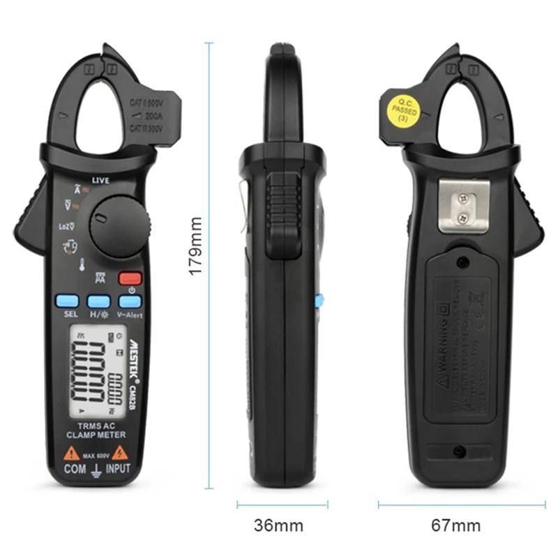 CM82B Automatischer Bereich Zangenmessgerät Strom 0-200A Spannung 0-600V Widerstand Kapazität Temperatur NCV Digitales Zangenmessgerät