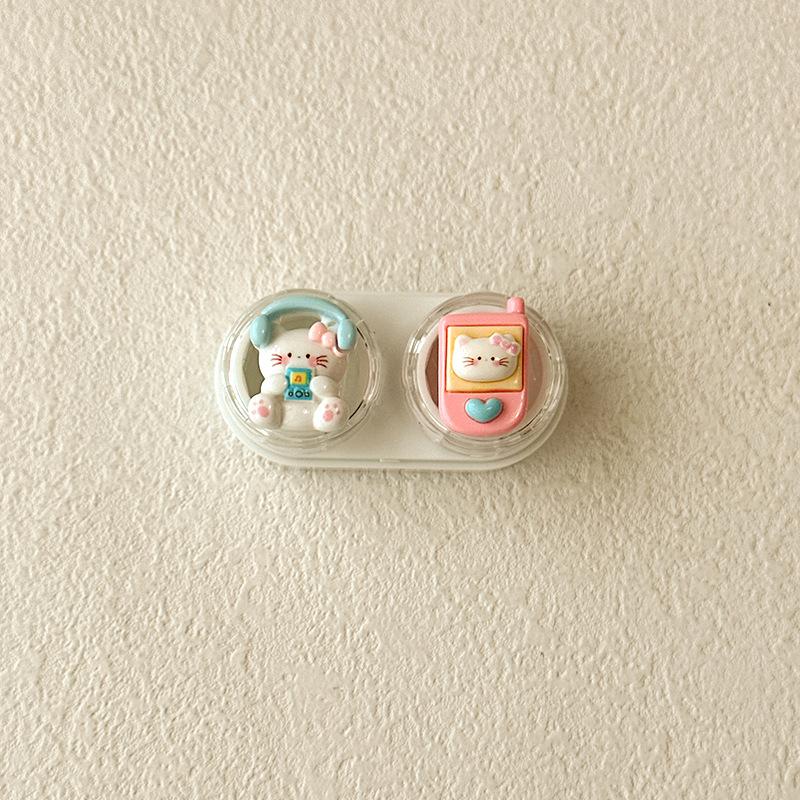 1pc Mini Contact Lens Case for Eyes Travel Kit Holder Cartoon Cute Cosmetic Contact Lenses Case Box Container Travel Accessaries