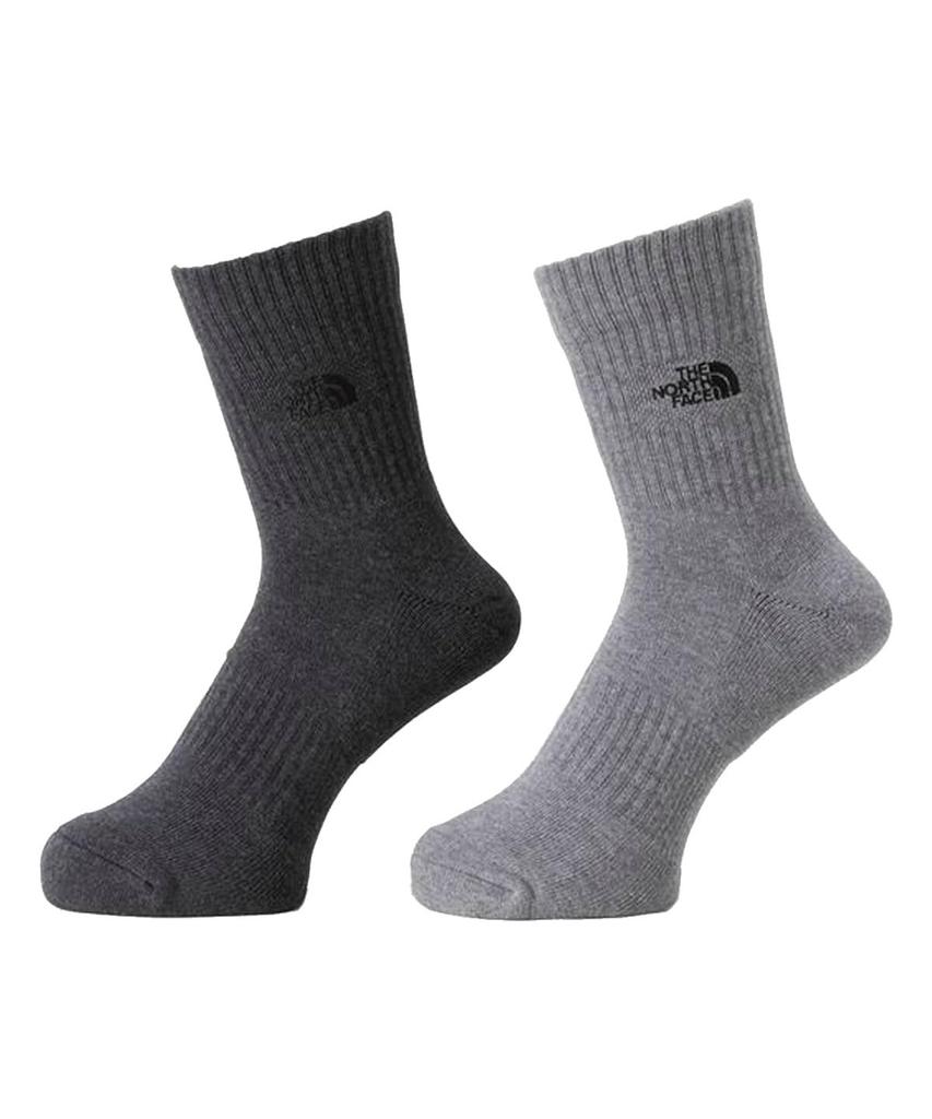 The North Face TNF Logo Crew Dark Moch Moch Size M 2-Piece Socks, Unisex, Adult, NN82310, Gray/Light Gray,