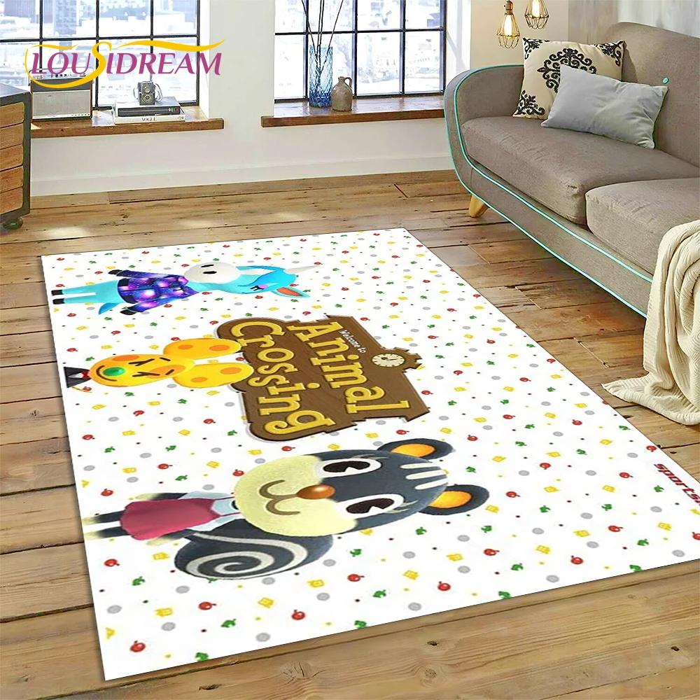 Niedlicher 3D-Cartoon-Teppich mit Animal Crossing New Horizons für Wohnzimmer, Schlafzimmer, Heimdekoration, rutschfeste Dekoration für Sofa, Kindergeschenk