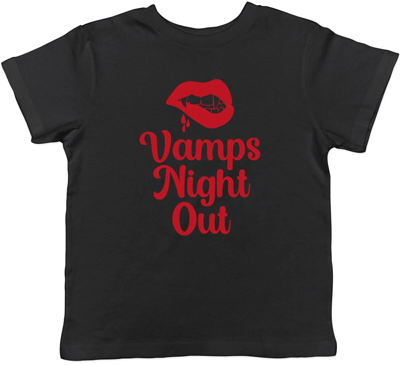 Funny Halloween Kids T-Shirt Vamps Night Out Lips Vampire Childrens Boys Girls 100