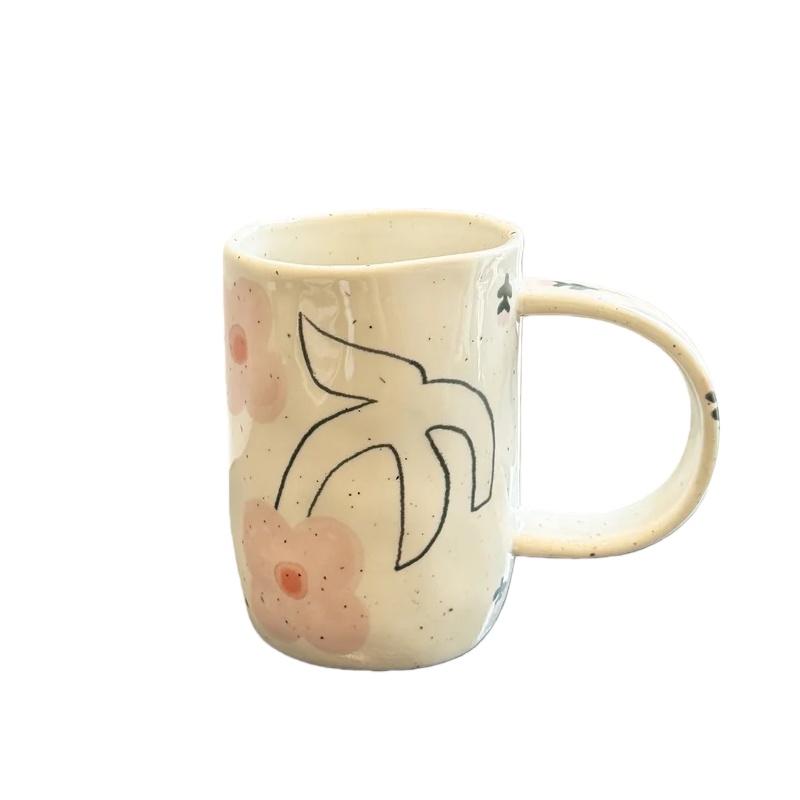 JUSTINLAU Ceramic Mug Valentine's Day Gifts Breakfast Coffee Milk Oat Cup Creative Couple Cup with Handle Home/Office Water Cups