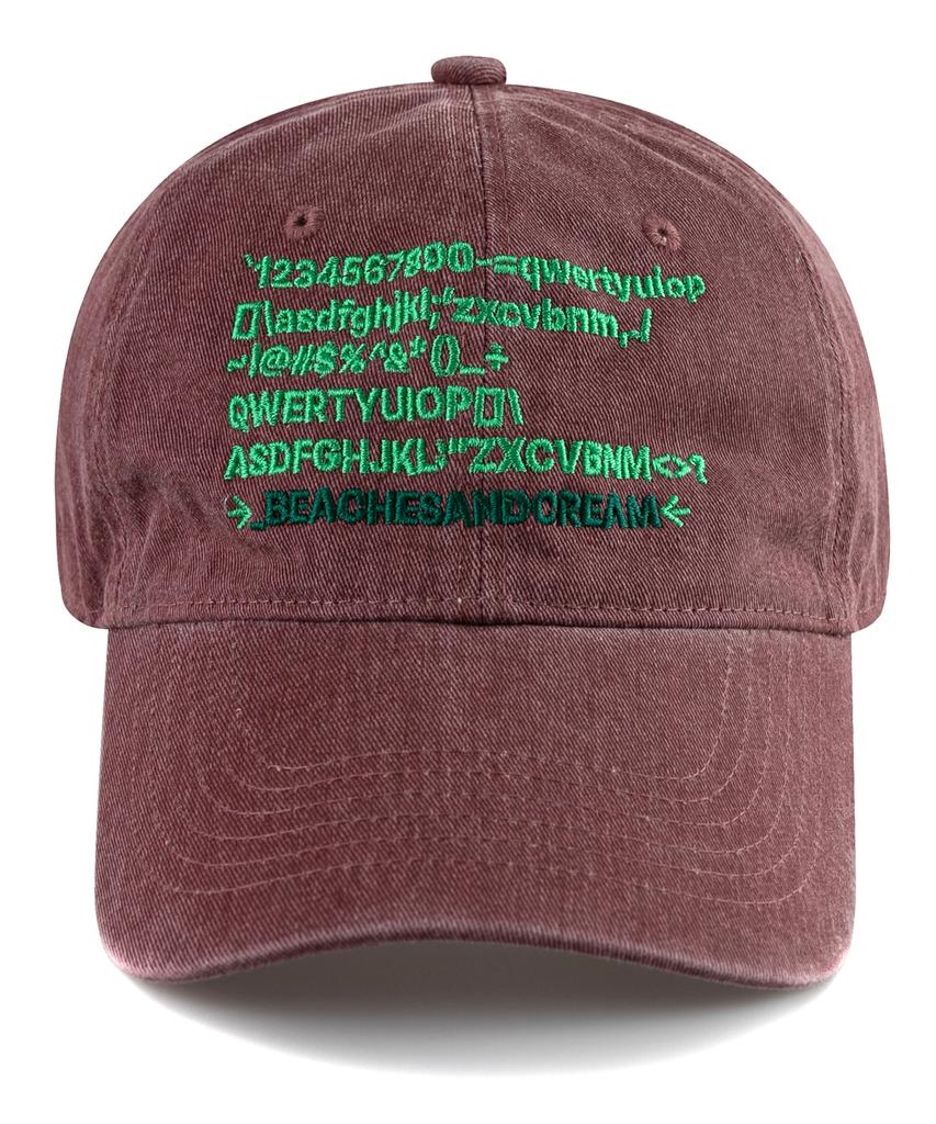 Bichiseuaenkeulim Text Pigment Ball Cap-Burgundy