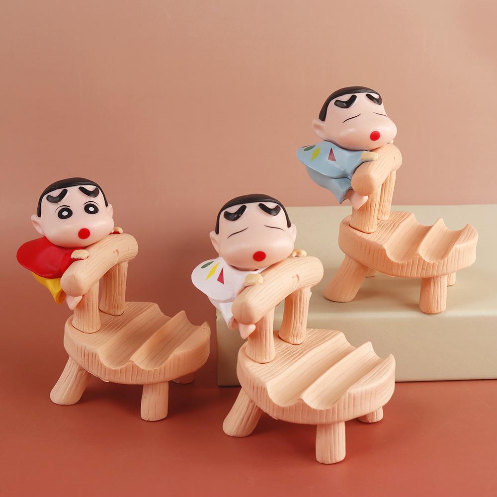 Anime Crayon Shin-chan Cute And Charming Action Figure PVC Model Playthings Mobile Phone Holder Cute And Charming Desktop Ornament Phone Support Gifts