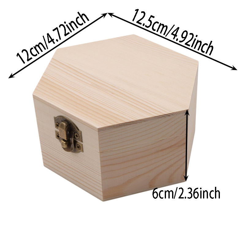 Cutie de depozitare portabilă din lemn în formă hexagonală, cutie pentru bijuterii, cutie cadou de nuntă, suport, display pentru bijuterii