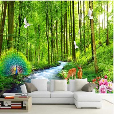 3d Forest Wallpaper Stream and Water Feature Photo Mural Living Room Bedroom Kids Room Forest Wall Mural Home Decor