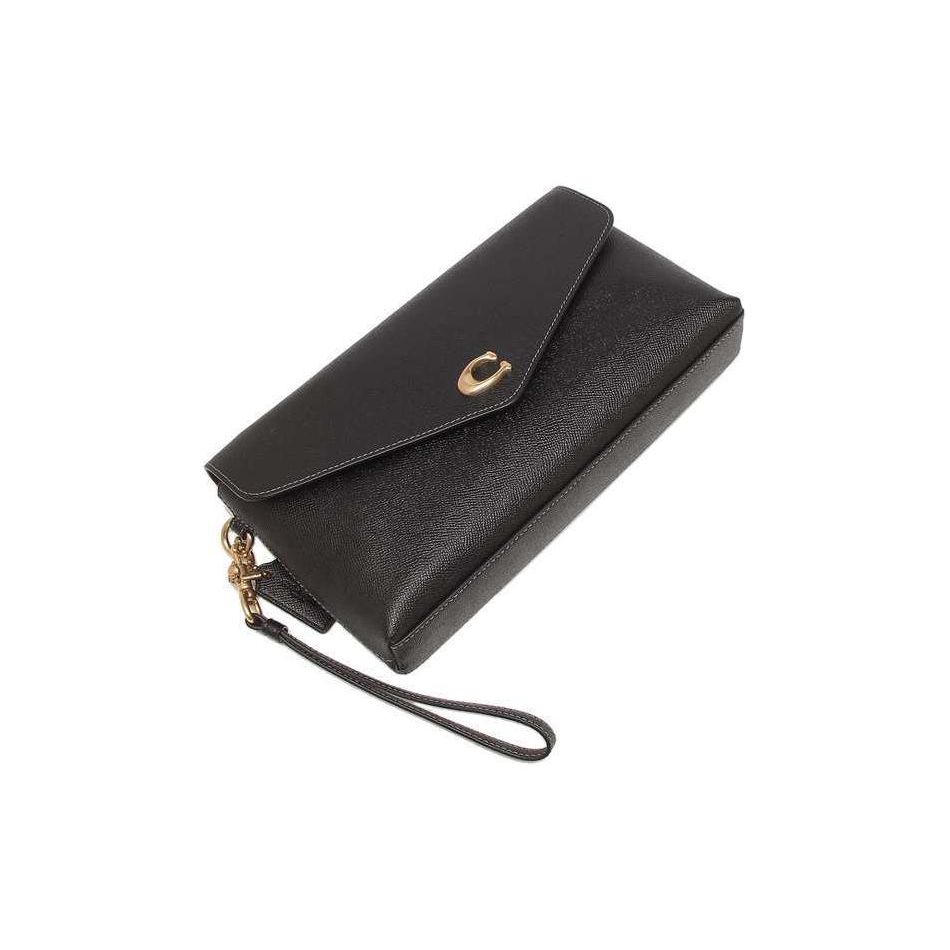 Coach Wyn 27 Einfarbig Druckknopfverschluss Innenfach mit Reißverschluss Mehrere Kartenfächer Geprägtes Leder Handgelenktasche Handtasche Groß Damenhandtasche CC487-B4BK