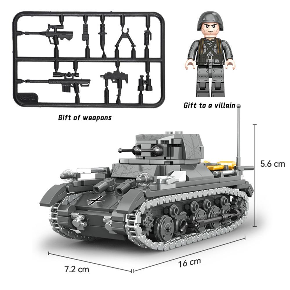 Anglická verze je kompatibilní s modelem malých částic Military No. 1 tank, dětská stavebnice