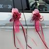 2Pcs Bowknot Ribbon Wedding Car Flower Suction Cup Wedding Decoration  Car Handle