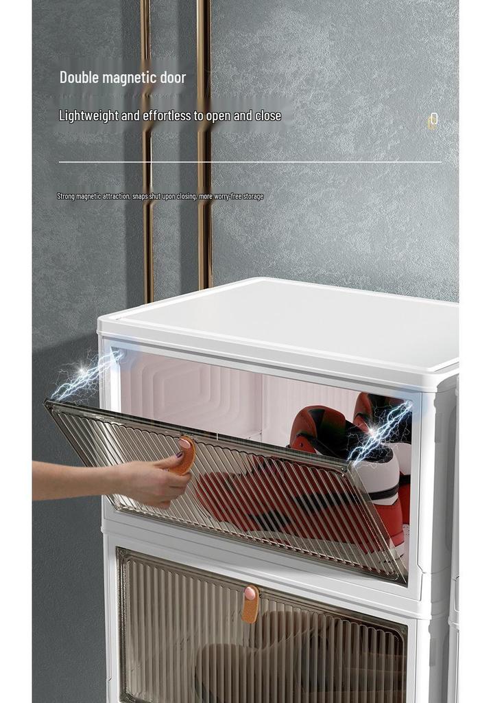 Large Capacity Folding Storage Cabinet with Wheels - Multi-layer Organizer for Snacks & Clothes