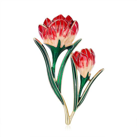 Spilla Tulipano da Donna alla Moda Decorazione Strass Spilla Fiore Elegante per Abito