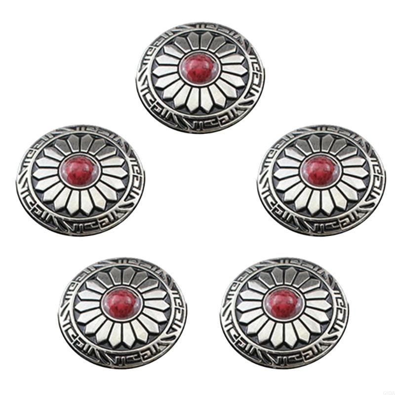 G8DA 5 Pcs Imitation Turquoise Buttons Leather Decorative Buttons Flower Buttons