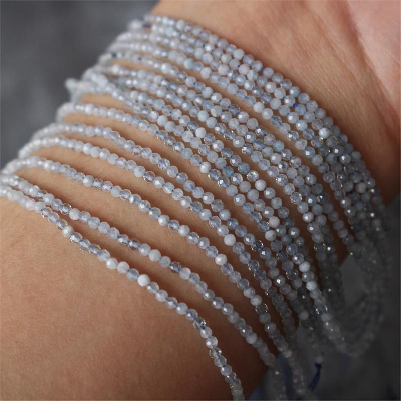 2mm Natural Stone Amethyst Tiger Eye Lapis Lazuli Beads Inlaid with Bright Pearl Jewelry Making DIY Necklace Bracelet Jewelry
