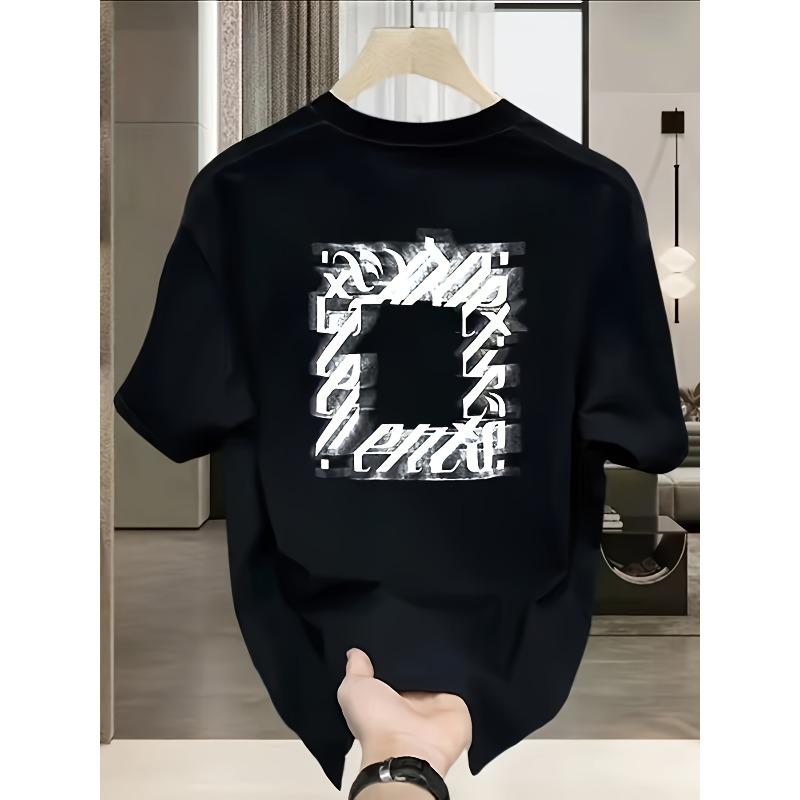 Taglie Europee Uomo Stile High Street Americano, Girocollo, Vestibilità Larga, T-shirt a Maniche Corte, Fresca e Casual, Alla Moda e Versatile