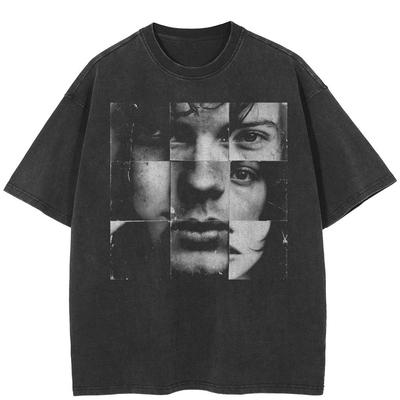 Unisex Oversized Vintage Grunge Face Collage Graphic Indie Rock Streetwear Top T-Shirt