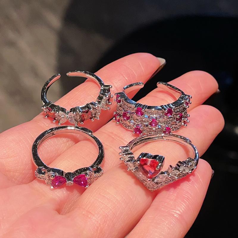 Explosiver Zirkon Rot Zir*****Stift Ring Ring Liebe Nische Leichter Luxus High-End Gefühl Exquisite Elegante Accessoires Damen