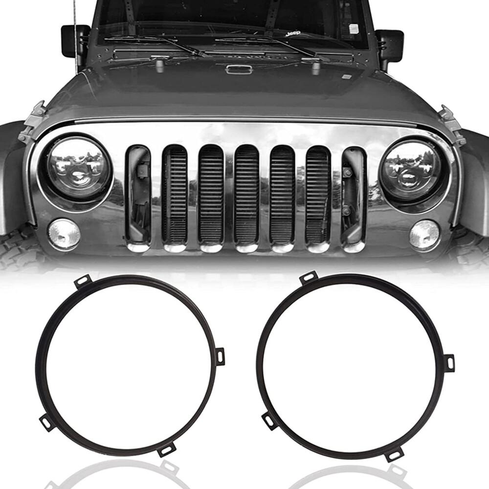 7  Headlight Mounting Bracket Ring Black Round For Jeep Wrangler JK 2007-2018