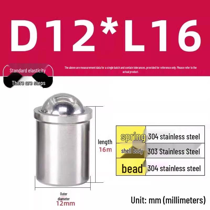 304 Stainless Steel Spring-Loaded Ball Plunger with Limit Screw