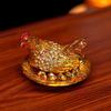 Rhinestone Chick Figurine Metal Simulated Hen Key Trinkets Jewelry Box Container Holder Home Office Desktop Decoration Ornament