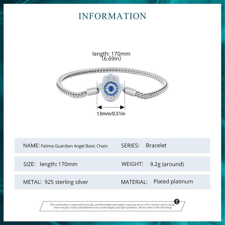 BAMOER 925 srebro Fatima Guardian z przezroczystym zapięciem CZ bransoletka Charm bransoletki podstawowe Fit BAMOER i europejski koralik Charms