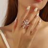 Crystal Gemstone Ring Set Adjustable Band Multiple Layer Design Elegant Stackable Jewelry for Women and Girls