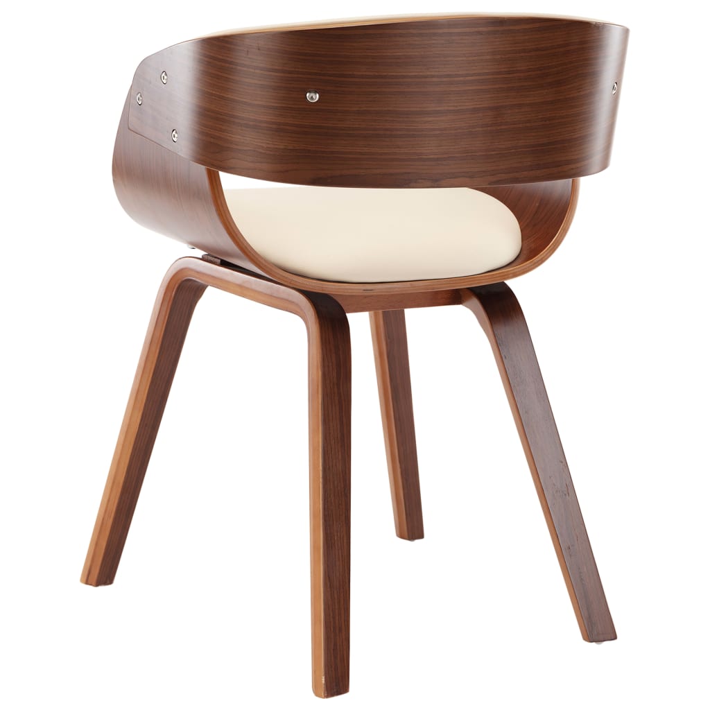Dining Chairs 4 Pcs Cream Colored Bentwood Frame and Artificial Leather