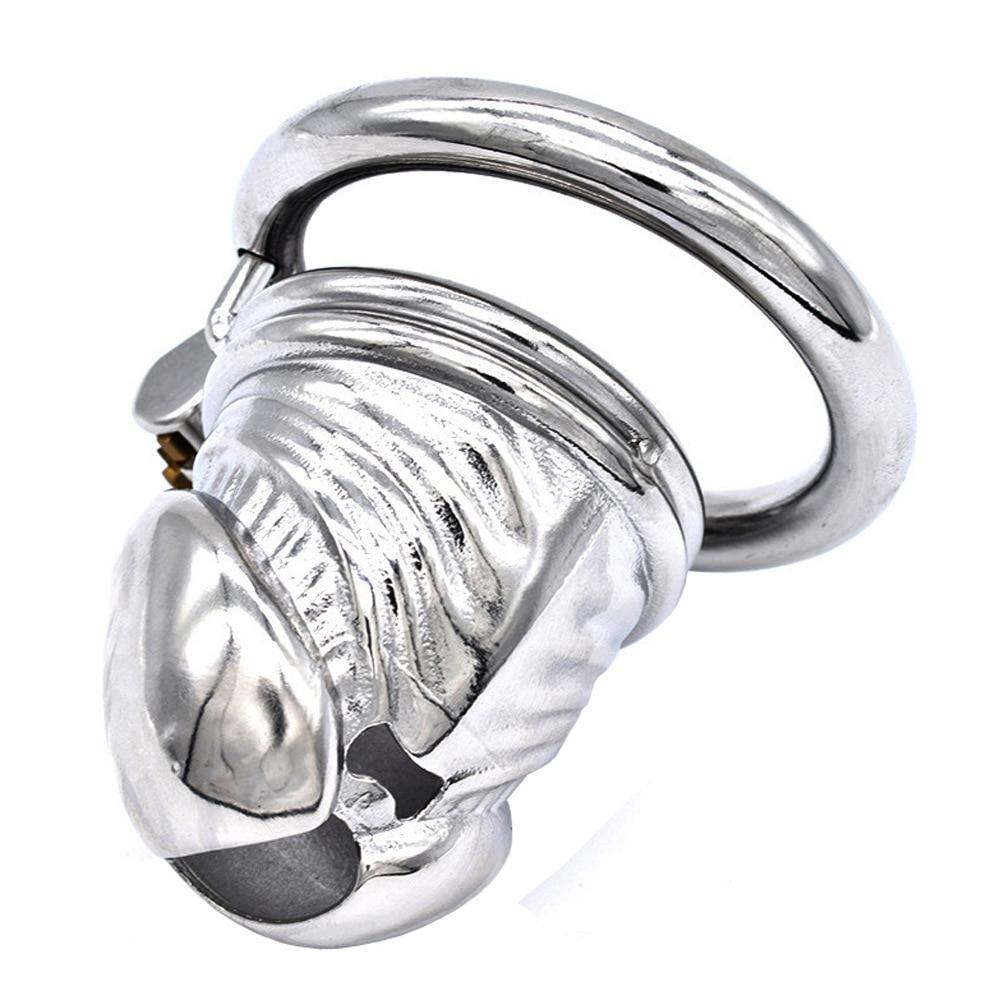 Stainless Steel Metal Chastity Lock CB Lock Cock Penis Cage Adult Sex Toys BDSM   Game Fetish Ball Stretcher Femdom Slave