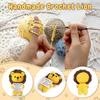 kawaii Positive Lion Handmade Crochet Doll with Card Emotional Support Desktop Ornament Home Room Decoration Birthday Party Gift
