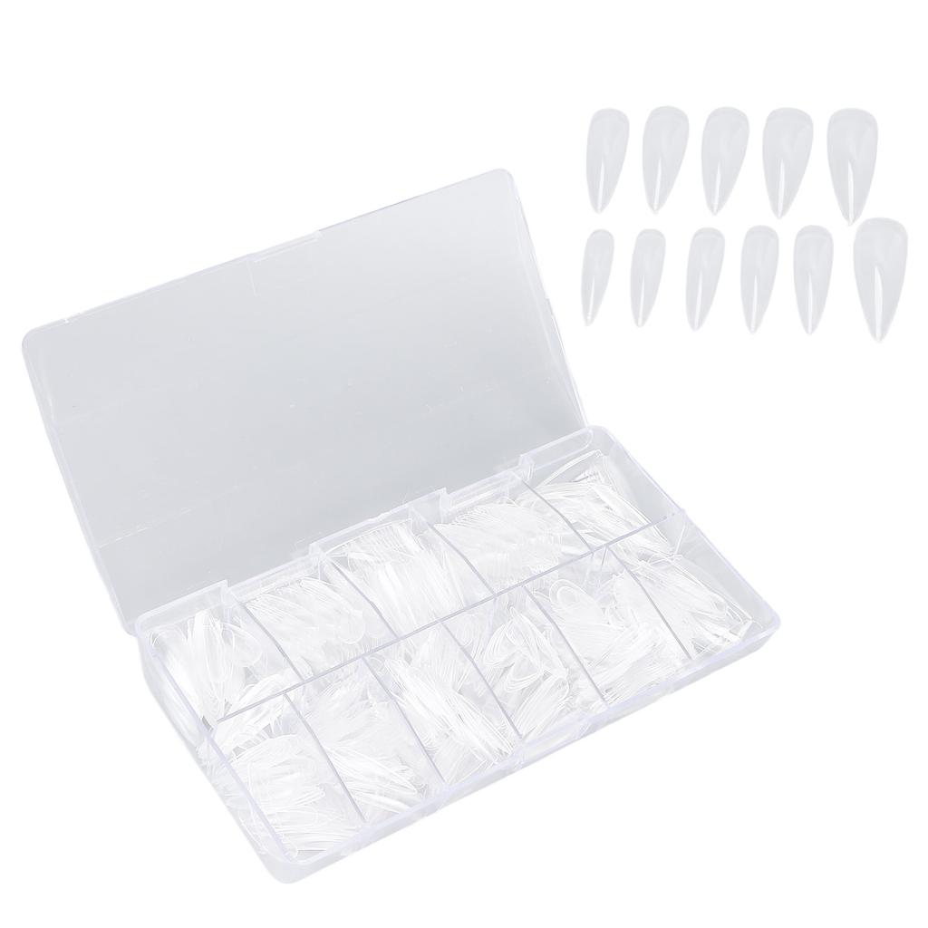 500pcs Transparent Coffin Long Fake Nails Artificial False Nails Tips Manicure Decal for Nail Salon