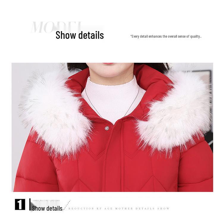 Women's Over-the-Knee Long Down Coat with Fur Collar - Winter 2025 Korean Style Cotton-Padded Jacket