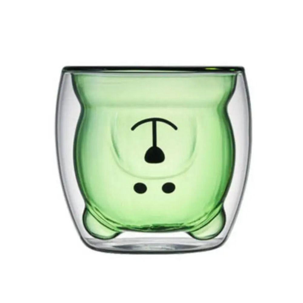 Dvoustěnný skleněný hrnek na kávu Kreslený medvěd Láhev na džus a mléko Jednoduchý hrnek na whisky, koktejl, víno Dárek