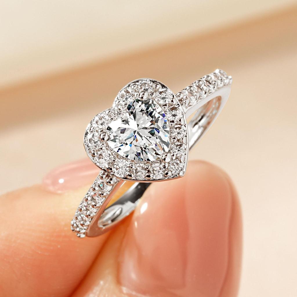 Women's Light Luxury Round Diamond Zircon Ring – Elegant Micro-Pave Fashion Accessory