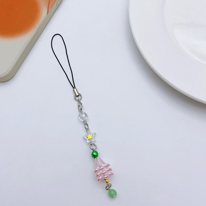 

Christmas Tree Beaded Phone Chain Pendant Cute Beaded Mobile Phone Keyring Camera Hanging Decoration Xmas Gifts