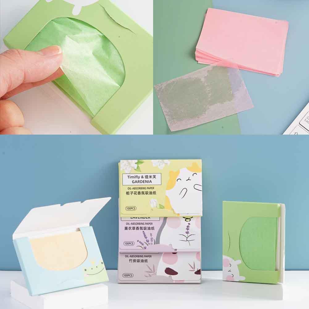 100Pcs Fragrance Face Oil Blotting Paper Oil Control Oil-absorbing Face Cleaning Portable Face Blotting Tissue Makeup Tools