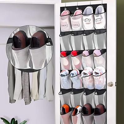 1x 24 Compartment Wall Mounted Shoe Organiser Behind The Door Organiser Non-Woven Hat & Shoe Organiser Bathroom Sundry Organiser