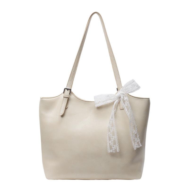 New Popular Large-capacity Versatile Oil Wax Pitot Bag Fashionable Commuting Simple Solid Color Shoulder Letter Bag