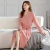 Nightgown Women'S Spring And Autumn Pure Cotton Long-Sleeved Autumn Cotton Medium And Long Bathrobe Pajamas Women'S Bathrobe Dressing Gown