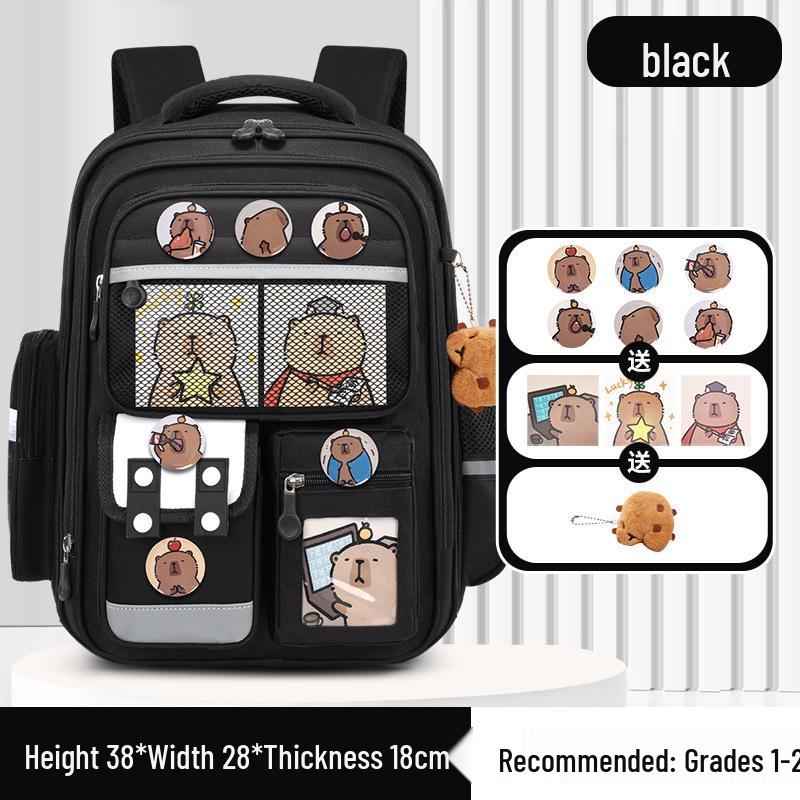 Large Capacity Capybara Cartoon Backpack - Water-Repellent School Bag for Kids