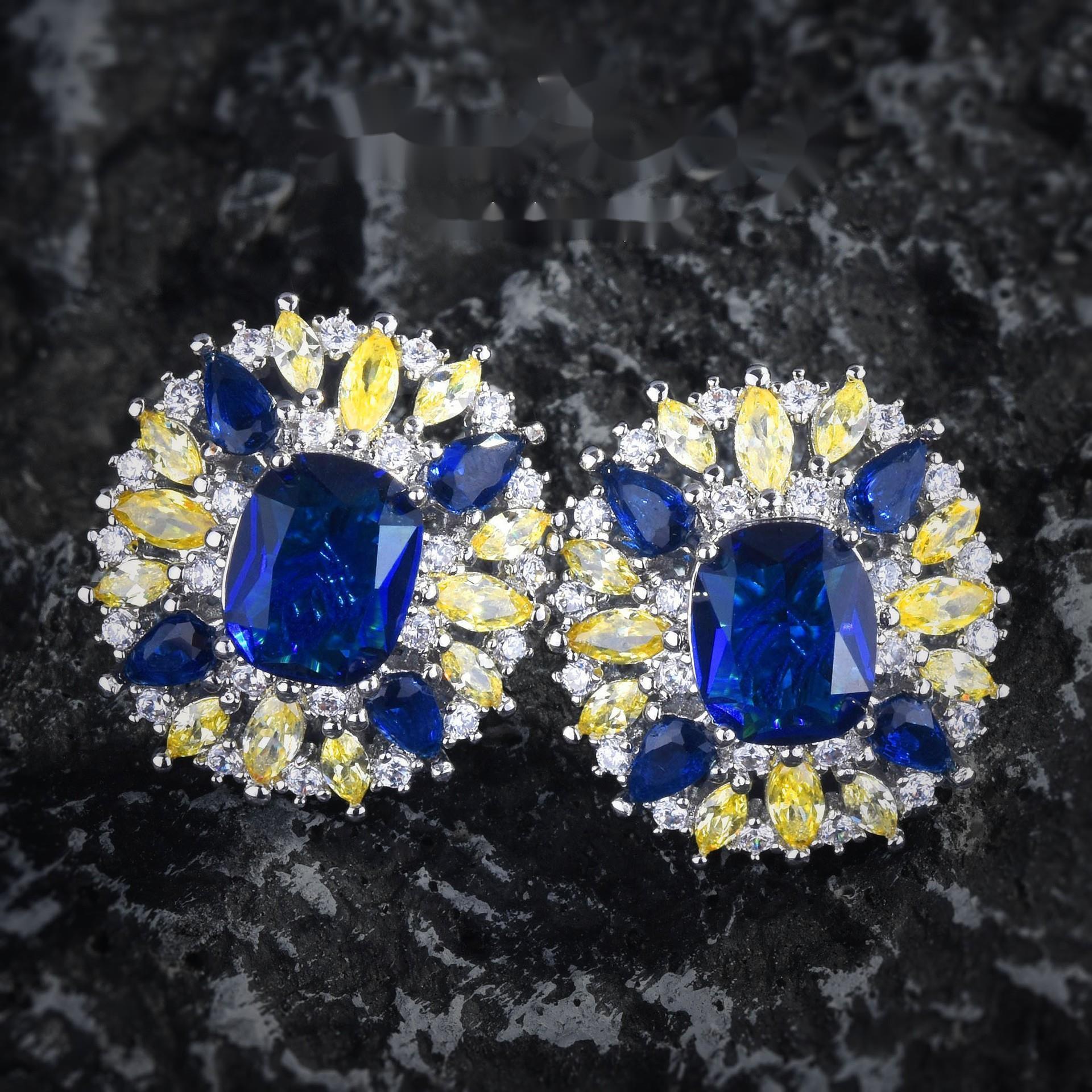 

BELLA BOX ретро мода полный сверлильный лепесток королевский сапфир Fanta многоцветный комплект ювелирных изделий подходит для женщин повседневные вечерние модные украшения синий