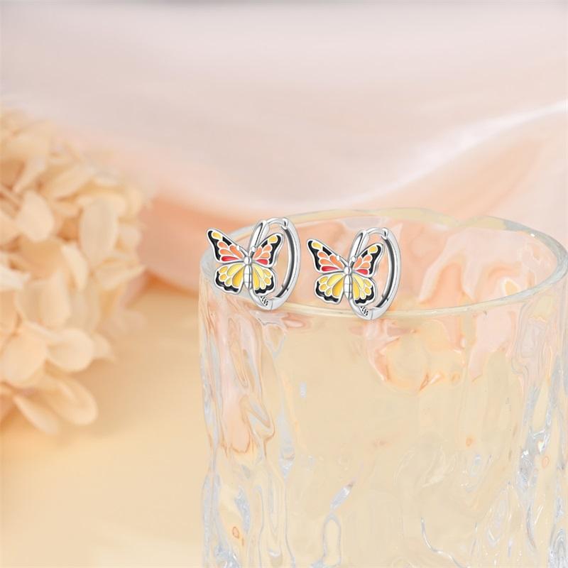 New In 925 Sterling Silver Butterfly Stud Earrings for Women Girl Ear Studs Fine Jewelry Fashion Luxury Anniversary