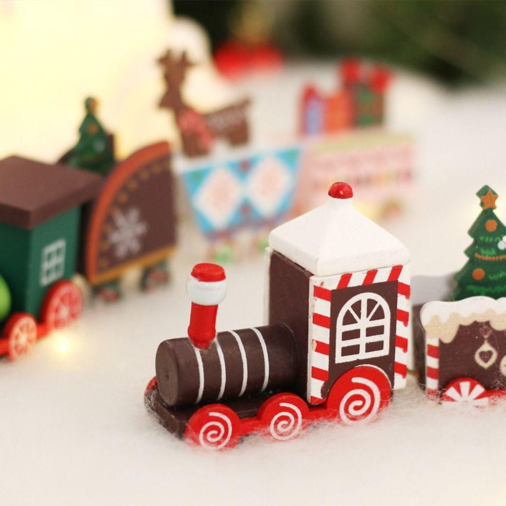 Cartoon Christmas Wooden Train Deer/Lollipop Xmas Gifts Train  Holiday Party