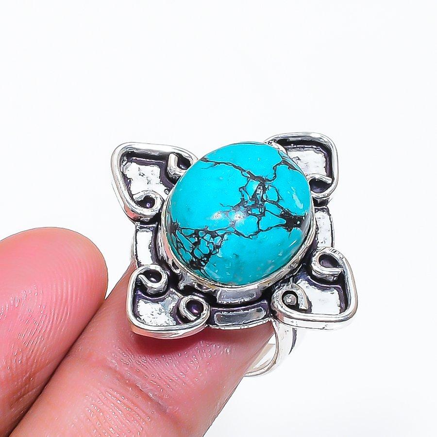 Natural Santa Rosa Turquoise 925 Sterling Silver Jewelry Ring Size 7.5 ZS-1036