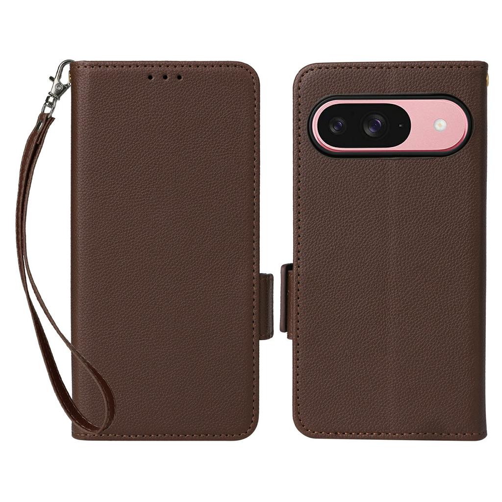 Für Google Pixel 10/10 Pro Hülle mit Handschlaufe Litschi-Textur PU-Leder Brieftasche Handyhülle