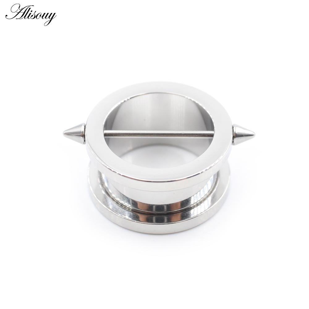 Alisouy 1PC Stainless Steel Straight Bar Spike Cone Ear Tunnel Plug Flesh Expander Stretcher Gauge Earring Piercing Body Jewelry
