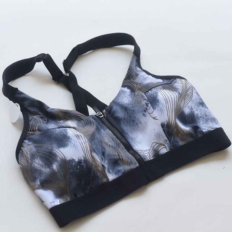 

Netherlands HK Sports Intimates Big Chest Vest Style Running Shockproof Yoga Beauty Back Bra Height Push-up Workout Clothes 70B Ink blooming(Back cross)