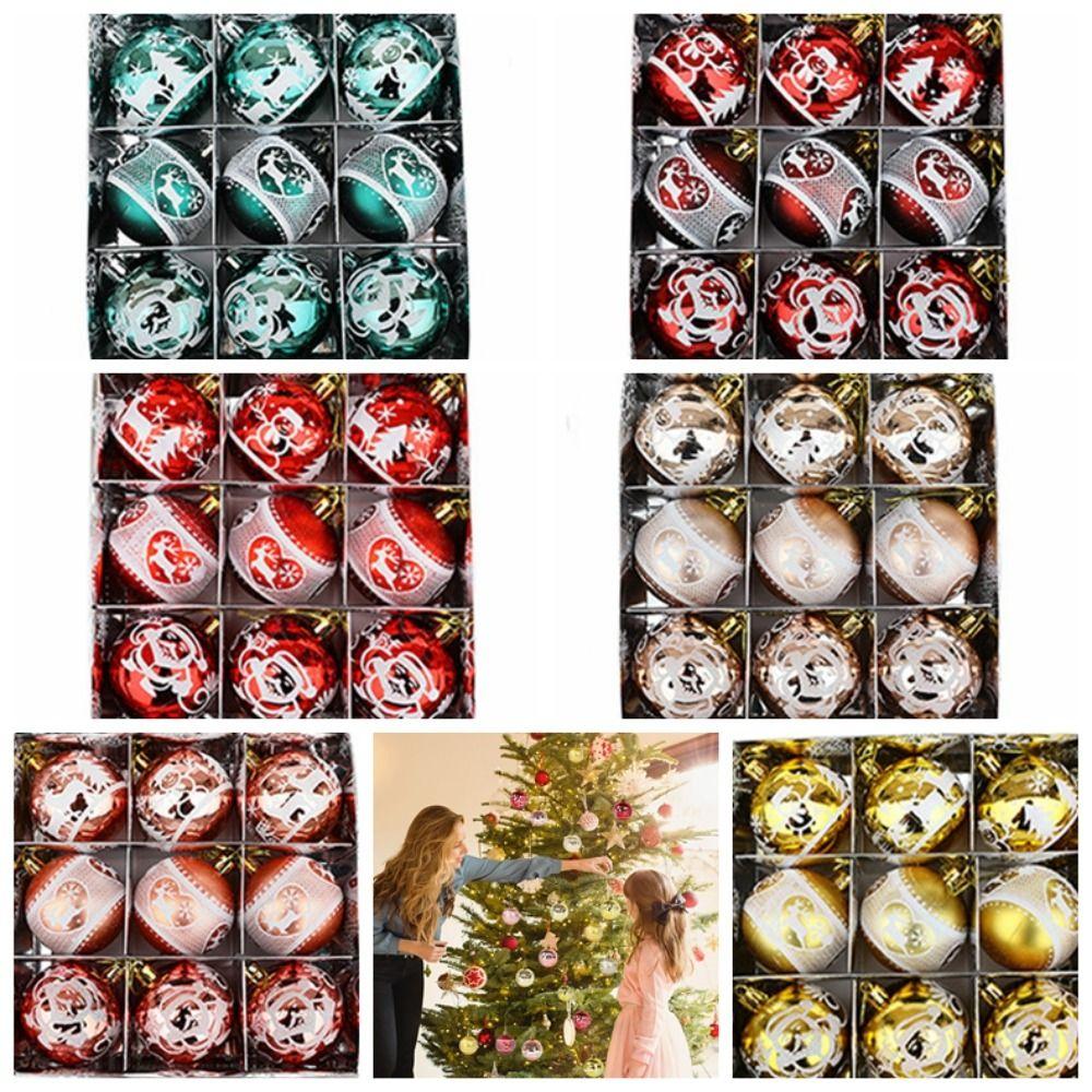9pcs Plastic Hanging Bauble Ornament Electroplated Xmas Tree Hanging Ornament  Christmas Tree Wreath