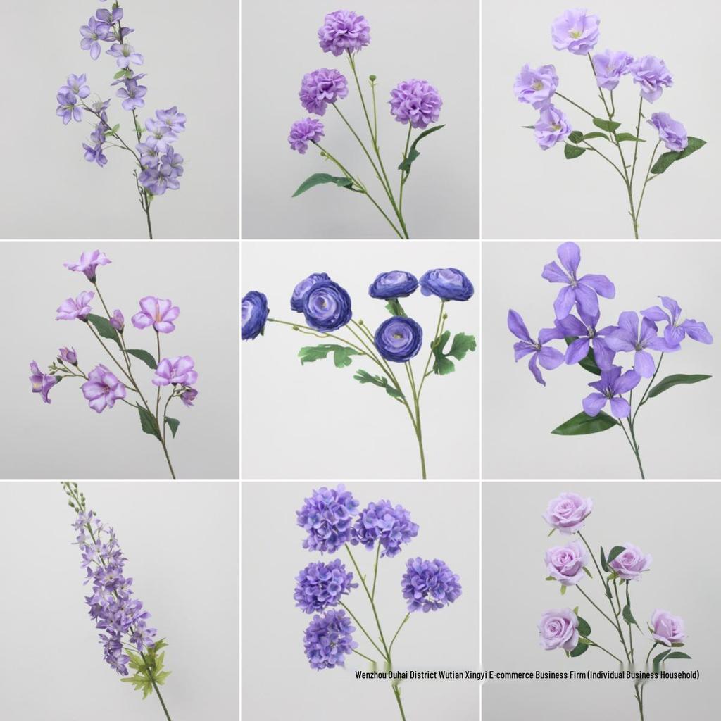 10-Piece Purple Floral Artificial Flower Set for Wedding and Aisle Decor