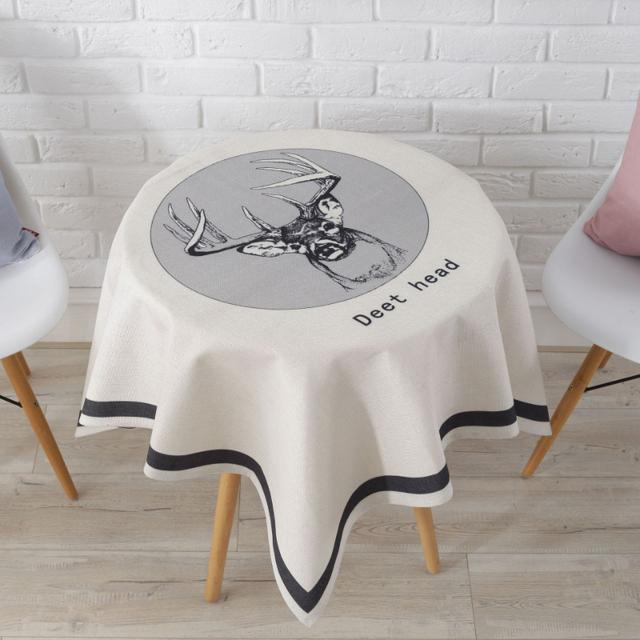 Nordic Deer Printing Decorative Fabric Cover Towel Living Room Balcony Fashion Small Tablecloth Dustproof Square Tablecloth