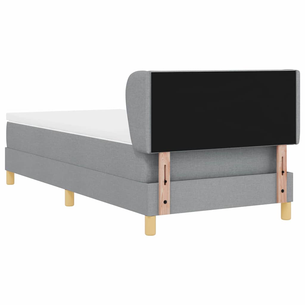 Box Spring Bed with Headboard Light Gray 100 x 200 cm Fabric