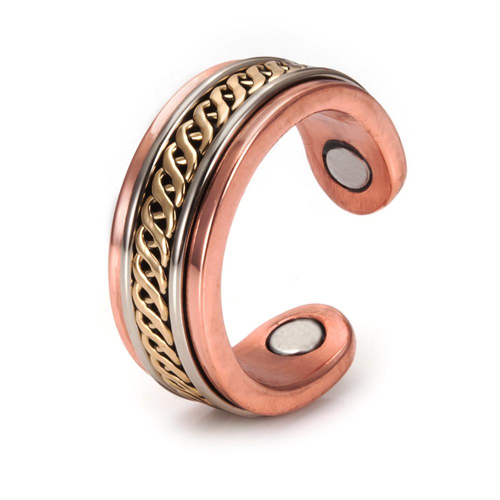 Magnetische reine Kupferringe Damen 6mm Vintage Offener Manschettenring Verstellbarer Ring Herren Magnet Hochzeitsringe Energie Fingerring für Damen Herren